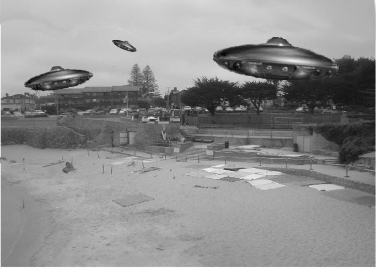 UFOs over the beach